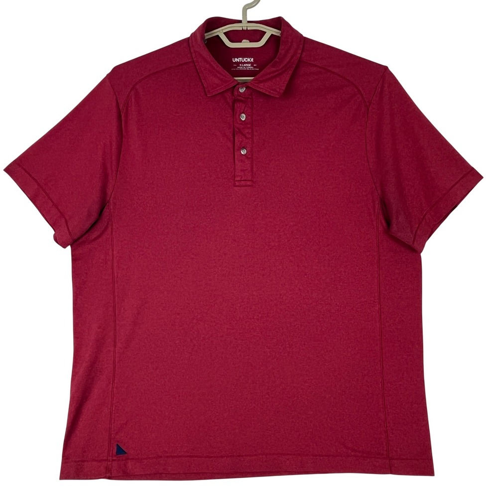 UNTUCKit Polo Shirt Mens XL Burgundy Short Sleeve Performance Stretch Heathered